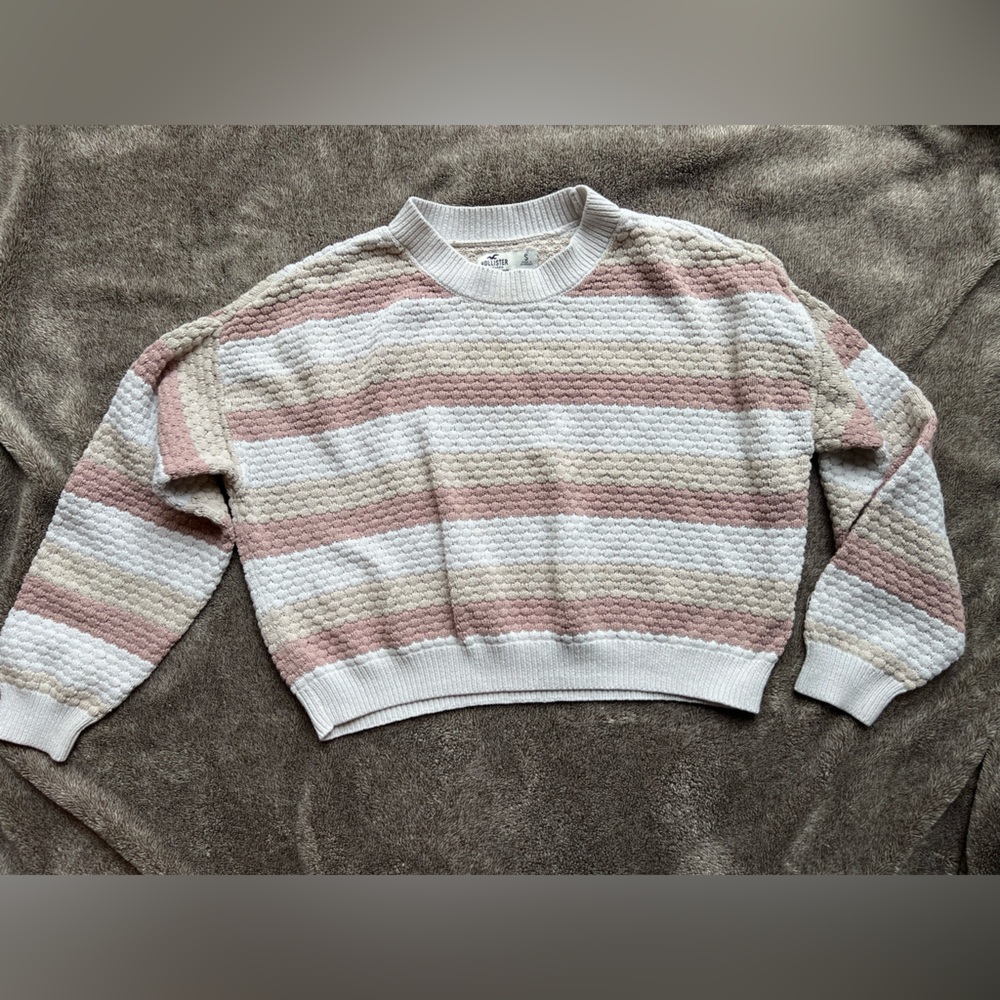 Striped Women's Sweater - Pink, Cream, and White
